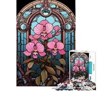 Jigsaw Puzzles 1000 Pieces for Adults Stained Glass Orchid 1000 Jigsaw Puzzle DIY Toys Learning Educational Christmas Birthday Gifts (38x52cm)