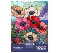 Jigsaw Puzzles 1000 Pieces for Adults Stained Glass Poppies Puzzle for Adults Hands-on Game Improve Memory Deal As Gifts for The Whole Family 38x26cm/1000pcs