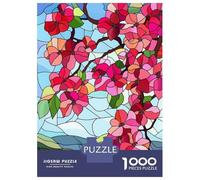 Jigsaw Puzzles 1000 Pieces for Adults Stained Glass Spring Blossoms Puzzle for Adults Hands-on Game Improve Memory Deal As Gifts for The Whole Family 38x26cm/1000pcs