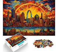 Jigsaw Puzzles 1000 Pieces for Adults Stained Glass St Louis Familienspaß eignet sich ideal als Geschenk für die ganze Familie52x38cm