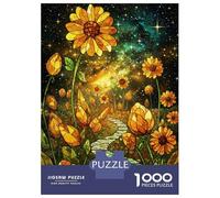 Jigsaw Puzzles 1000 Pieces for Adults Stained Glass Sunflower Galaxy Puzzles for Adults Fun Games Improve Memory Deal As Gifts for The Whole Family 70x50cm/1000pcs