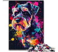 Jigsaw Puzzles 1000 Pieces for Adults Standard Schnauzer Puzzles for Adults Family Interaction & Fun Gift, Vibrant Abstract Design (Size 26x38 cm)