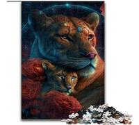 Jigsaw Puzzles 1000 Pieces for Adults Star Watching Lion Love Made of Wood, Making It A Great Gift for Family Fun 50x75cm for Holidays, Birthdays, And Family Game Nights