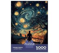 Jigsaw Puzzles 1000 Pieces for Adults Starry Night Bridge Art Print Puzzle for Adults Hands-on Game Improve Memory Deal As Gifts for The Whole Family 38x26cm/1000pcs
