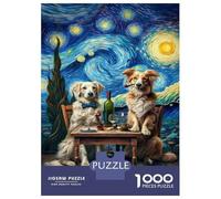 Jigsaw Puzzles 1000 Pieces for Adults Starry Night Dogs Art Print-2 Jigsaws for Adults Relax Games Improve Memory Stress Reduction Gifts 70x50cm/1000pcs