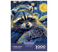 Jigsaw Puzzles 1000 Pieces for Adults Starry Night Raccoon Adult Jigsaw Hands-on Game Difficult Hard Unique Birthday And Gifts 52x38cm/1000pcs