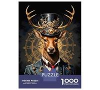 Jigsaw Puzzles 1000 Pieces for Adults Steampunk Deer Art Print-1 Jigsaws for Adults Fun Games A Work of Art Deal As Gifts for The Whole Family 52x38cm/1000pcs