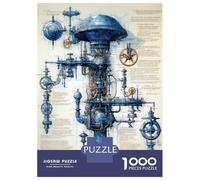 Jigsaw Puzzles 1000 Pieces for Adults Steampunk Machine Blueprint Art Print Jigsaws for Adults Relax Games Improve Memory Stress Reduction Gifts 52x38cm/1000pcs