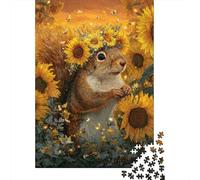 Jigsaw Puzzles 1000 Pieces for Adults Sunflower Squirrel Garden Puzzle for Adults Family Game Improve Memory Unique Birthday And Gifts 52x38cm/1000pcs