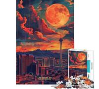 Jigsaw Puzzles 1000 Pieces for Adults Sunset in Las Vegas NV Fun Activities at Home Stress Reliever Brain Teaser Game for Age 14+ Game (38x52cm)
