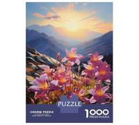Jigsaw Puzzles 1000 Pieces for Adults Sunset Mountain Flowers Jigsaws for Adults Relax Games Improve Memory Stress Reduction Gifts 52x38cm/1000pcs