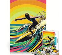 Jigsaw Puzzles 1000 Pieces for Adults Surfing Wpap Pop Art Color Anti-Stress Toys Tough Challenge Unique Birthday And Gifts 38x26cm
