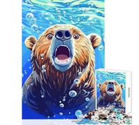 Jigsaw Puzzles 1000 Pieces for Adults Surprised Bear Underwater with Bubbles Educational Toy Gift For Birthdays Relaxing Games Artists Collection, Fine Art Size 38x52cm