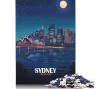 Jigsaw Puzzles 1000 Pieces for Adults Sydney Australia Night Skyline Illustration Puzzle for Adults Paperboard Puzzles Family Fun Jigsaws Puzzles 38x26cm/1000pcs