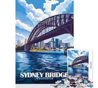 Jigsaw Puzzles 1000 Pieces for Adults Sydney Harbour Bridge Educational Toy Gift For Birthdays Relaxing Games Artists Collection, Fine Art Size 38x26cm