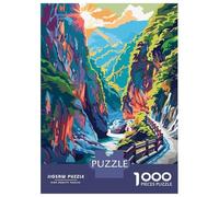 Jigsaw Puzzles 1000 Pieces for Adults Taroko National Park Taiwan Illustration Puzzles for Adults DIY Toys Home Decoration Help The Brain Exercise 70x50cm/1000pcs