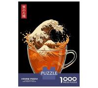 Jigsaw Puzzles 1000 Pieces for Adults Tea Cup The Great Wave Adult Puzzles Toy Wall Decor But Fun And Humorous Help The Brain Exercise 38x26cm/1000pcs
