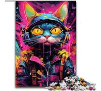 Jigsaw Puzzles 1000 Pieces for Adults Techno Cat Puzzle Educational Brain Teaser, Artistic Home & Office Decor, 14+ Age (size : 50x75cm)