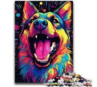 Jigsaw Puzzles 1000 Pieces for Adults Teens A Happy Naughty Dog Stress Reliever Difficult Challenge with Matching Poster And Trivia Sheet 26x38cm