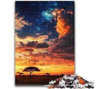 Jigsaw Puzzles 1000 Pieces for Adults Teens African Grassland Sunset Puzzles for Teenagers,Suitable for Desktop Decoration for And Age 14 (26x38cm)