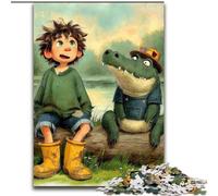 Jigsaw Puzzles 1000 Pieces for Adults Teens Alligator And Boy,Decompressing Intellectual Educational Toy Is Ideal As Gifts for The Whole Family 38x26cm