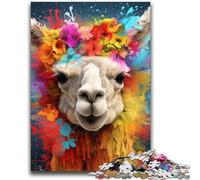 Jigsaw Puzzles 1000 Pieces for Adults Teens Alpaca Wearing Flowers 1000 Pieces for Adults,is Ideal As Gifts for The Whole Family Suitable for And 14 (50x75cm)