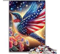 Jigsaw Puzzles 1000 Pieces for Adults Teens American Flag Hummingbird, for And 14 Years And over for Educational Game Challenge Toy Gift for Birthdays (size 50x75cm)