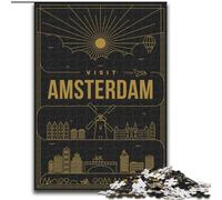 Jigsaw Puzzles 1000 Pieces for Adults Teens Amsterdam Netherlands, Toys Educational Games Stress Relieving Enhance Love between Couples 26x38cm