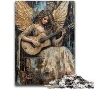 Jigsaw Puzzles 1000 Pieces for Adults Teens Angel Playing Guitar Oil Painting Adult Puzzles,Stress Reliever Difficult Challenge Unique Home Decor And Gifts (26x38cm)