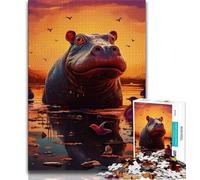 Jigsaw Puzzles 1000 Pieces for Adults Teens Animal Hippos Puzzles for Teenagers,Suitable for Desktop Decoration for And Age 14 38x26cm