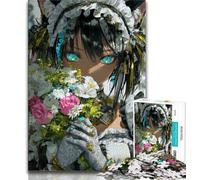 Jigsaw Puzzles 1000 Pieces for Adults Teens Anime Flower Girl,Stress Reliever Staycation Kill Time Wishlist with Santa Claus (75x50cm)