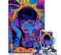Jigsaw Puzzles 1000 Pieces for Adults Teens Anime Psychedelic Girl Adult Puzzles,Suitable for Desktop Decoration for And Age 14 (size 38x26cm)