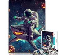 Jigsaw Puzzles 1000 Pieces for Adults Teens Astronaut And Shark,Challenging Game And Family Play Educational Game for Birthday,Chrismas (38x26cm)