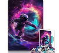 Jigsaw Puzzles 1000 Pieces for Adults Teens Astronaut Space Surfing,family Fun Games Fun at Home Activities,Birthday Present,Travel Gifts (75x50cm)