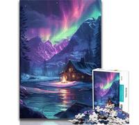 Jigsaw Puzzles 1000 Pieces for Adults Teens Aurora Borealis over Snow Puzzles for Adults,Stress Reliever Difficult Challenge Home Decoration Toys (size 75x50cm)