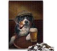 Jigsaw Puzzles 1000 Pieces for Adults Teens Australian Shepherd Dog Smoking Adult Puzzles,Learning Educational Toys Family Games Gifts for Friends And Family (75x50cm)