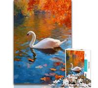 Jigsaw Puzzles 1000 Pieces for Adults Teens Autumn Swans 1000 Piece Puzzle,Staycation Kill Time with Fully Interlocking Randomly Shaped Pieces 75x50cm