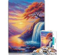 Jigsaw Puzzles 1000 Pieces for Adults Teens Autumn Waterfall Landscape,Decompressing Intellectual Educational Toy Is Ideal As Gifts for The Whole Family 75x50cm