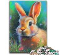 Jigsaw Puzzles 1000 Pieces for Adults Teens Baby Bunny in The Flowers Educational Game Challenge Toy Wall Decoration Unique Birthday And Xmas Gifts 26x38cm