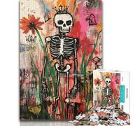 Jigsaw Puzzles 1000 Pieces for Adults Teens Basquiat-style Flowers And Skulls 1000 Pieces for Adults,Educational Games Home Decoration Birthday Present, Gifts, Wall Art 26x38cm