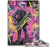 Jigsaw Puzzles 1000 Pieces for Adults Teens Basquiat-style Saxophone Player Educational Family Game Wall Decoration Unique Birthday And Xmas Gifts 50x75cm