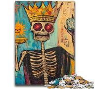 Jigsaw Puzzles 1000 Pieces for Adults Teens Basquiat-style Skull Crown Challenging Game Toys for Is Ideal As A Gift for The Whole Family 26x38cm