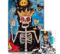 Jigsaw Puzzles 1000 Pieces for Adults Teens Basquiat-style Skull Crown,Decompressing Intellectual Educational Toy Is Ideal As Gifts for The Whole Family 38x26cm