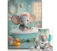 Jigsaw Puzzles 1000 Pieces for Adults Teens Bathing Elephant,Educational Family Game with Fully Interlocking Randomly Shaped Pieces (75x50cm)