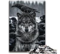 Jigsaw Puzzles 1000 Pieces for Adults Teens Black And White Wolf Crow 1000 Pieces for Adults,Educational Games Home Decoration Birthday Present, Gifts, Wall Art (50x75cm)