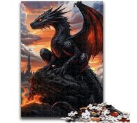 Jigsaw Puzzles 1000 Pieces for Adults Teens Black Dragon Adult Puzzles,Challenging Game for Is Ideal As A Gift for The Whole Family (50x75cm)