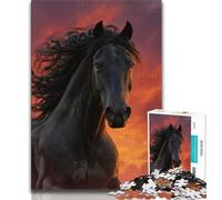 Jigsaw Puzzles 1000 Pieces for Adults Teens Black Horse 1000 Pieces for Adults,Stress Reliever Staycation Kill Time Wishlist with Santa Claus 38x26cm