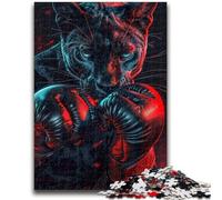 Jigsaw Puzzles 1000 Pieces for Adults Teens Black Leopard Boxer Puzzles,Stress Reliever Difficult Challenge Secret Santa Gifts (38x26cm)