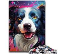 Jigsaw Puzzles 1000 Pieces for Adults Teens Border Collie Nebula 1000 Pieces for Adults,Stress Reliever Staycation Kill Time Wishlist with Santa Claus (26x38cm)