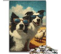 Jigsaw Puzzles 1000 Pieces for Adults Teens Border Collie Selfie,Learning Educational Toys Family Games Suitable for Desktop Decoration 38x26cm
